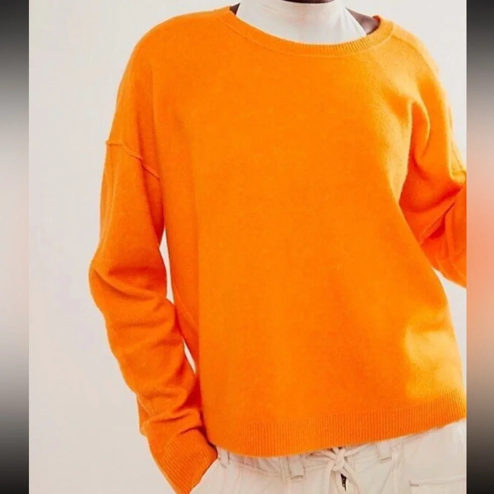 NWT Free People‎ Luna Pullover in Bright Marigold Size XS